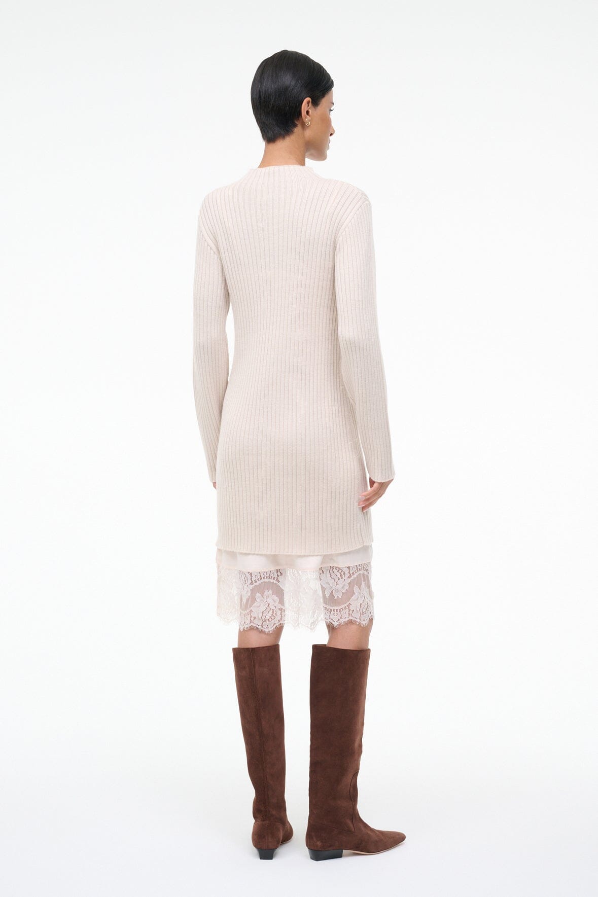STAUD, Willow Sweater Dress in Ecru, Size XL