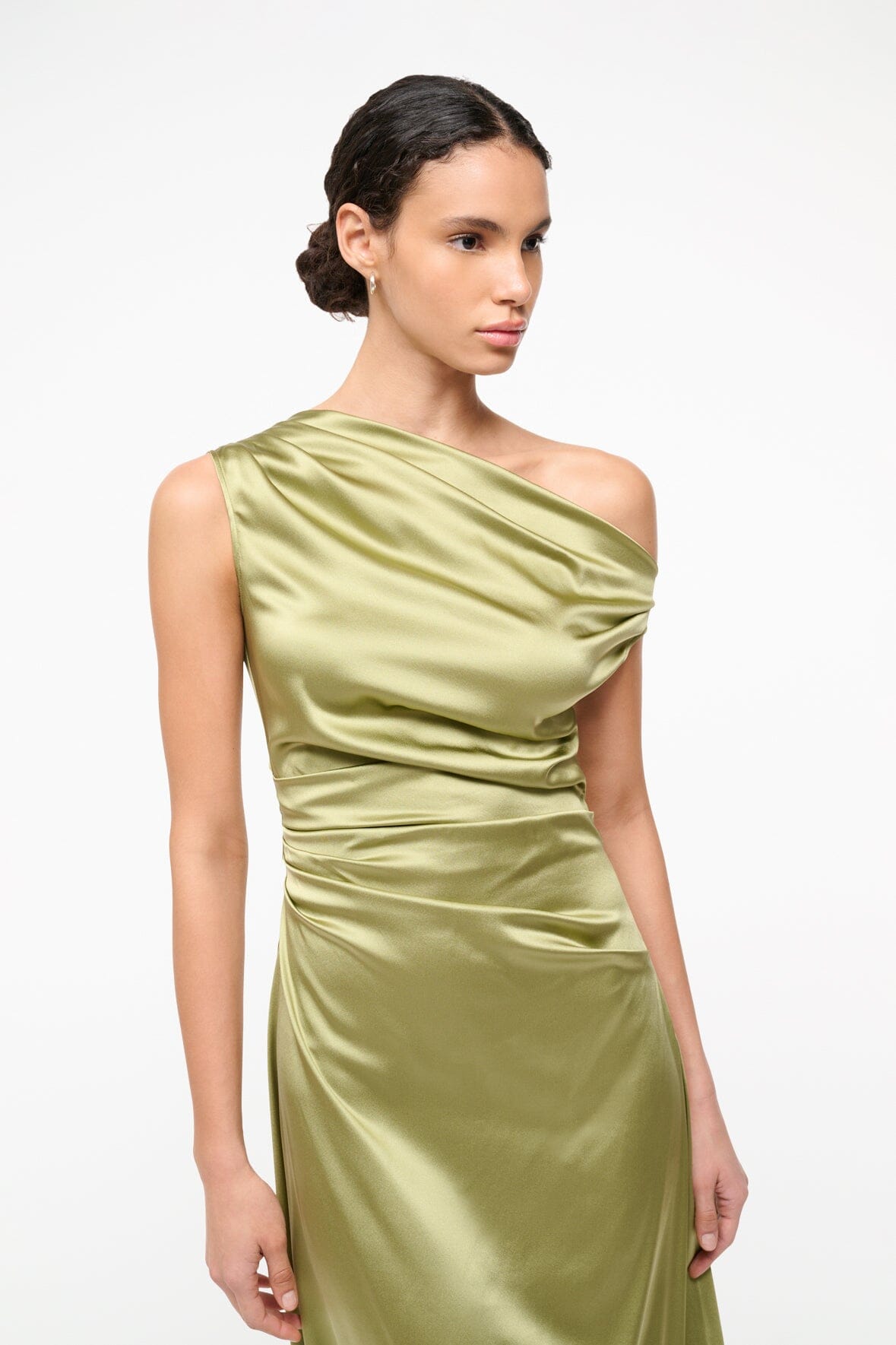 Image PHARE SILK DRESS | MOSS 4 of 7 and Clicking this image will trigger a zoom pop-up