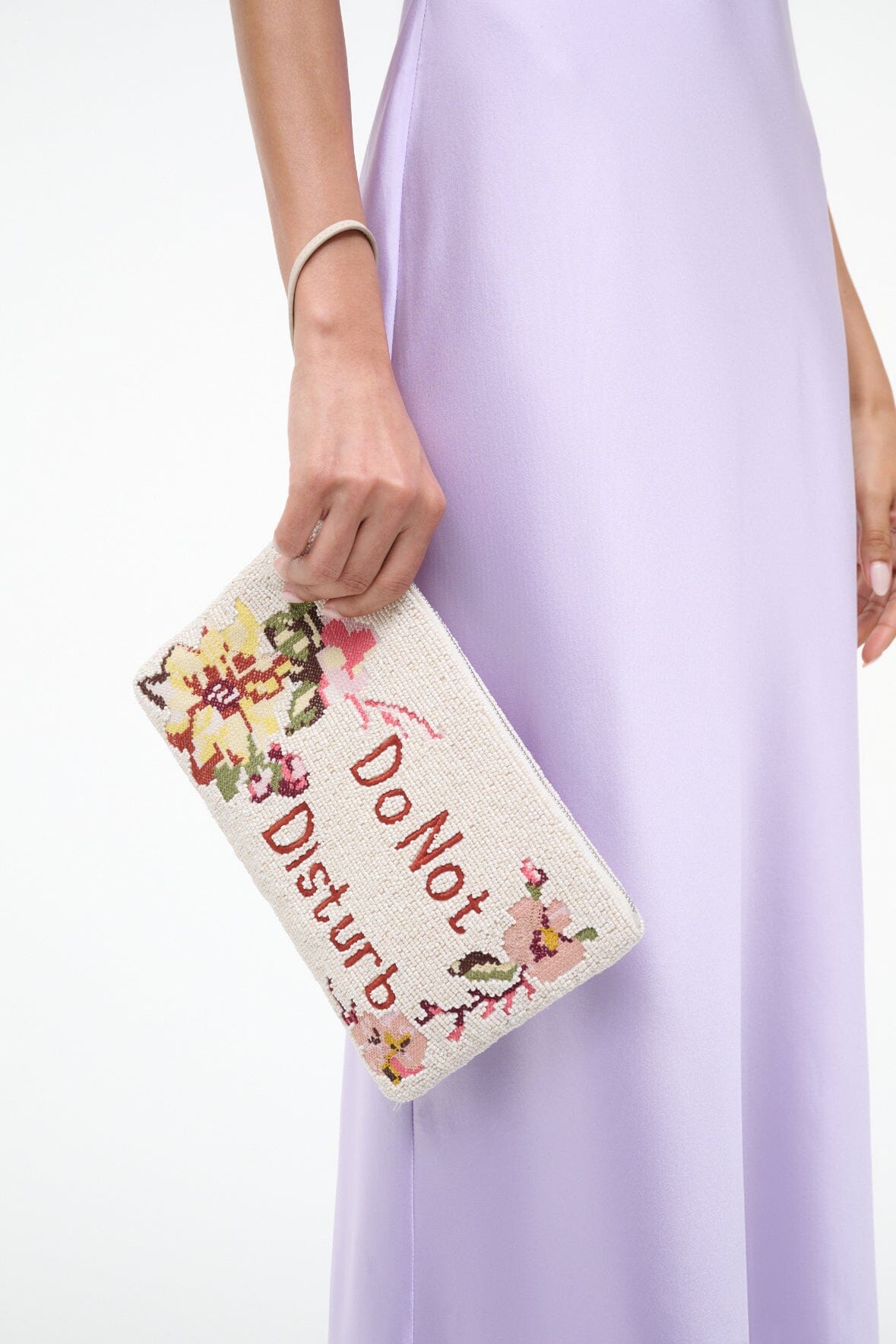STAUD TOMMY BEADED LARGE POUCH DO NOT DISTURB
