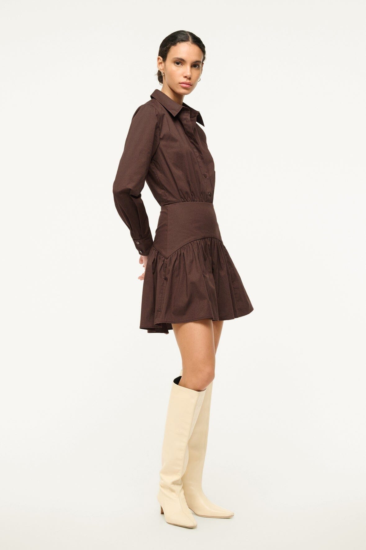 STAUD, Rocco Mini Dress in Earth, Size 12