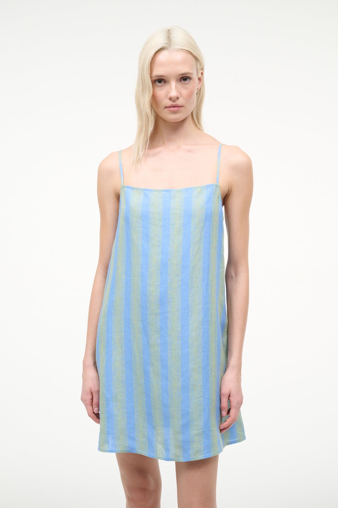 staud laura linen mini dress pop sardines ivory Staud LAURA LINEN MINI DRESS POP SARDINES IVORY Shop at the Mix