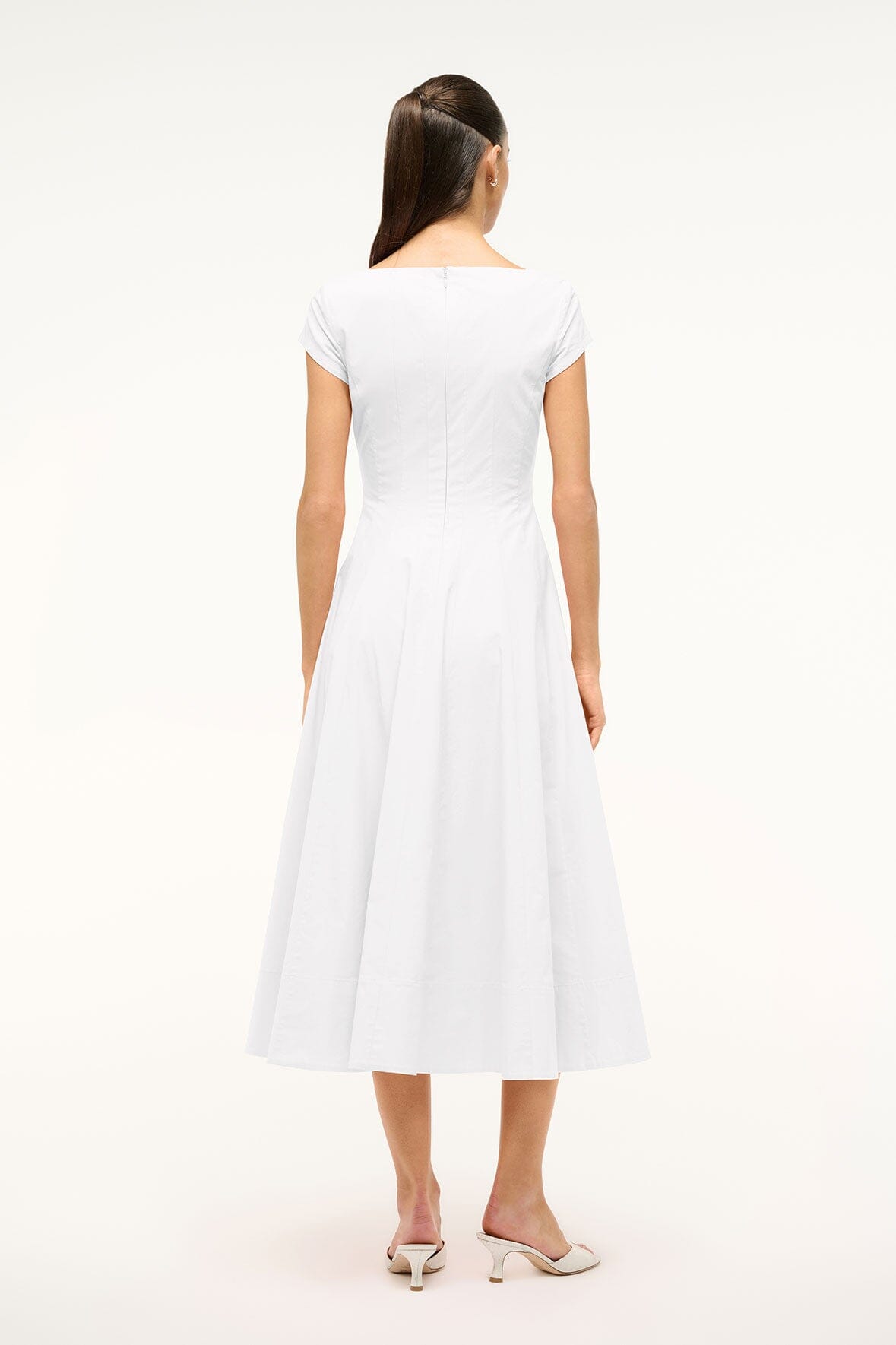 STAUD, Short Sleeve Wells Dress in White, Size 14 STAUD, Short Sleeve Wells Dress in White, Size 14