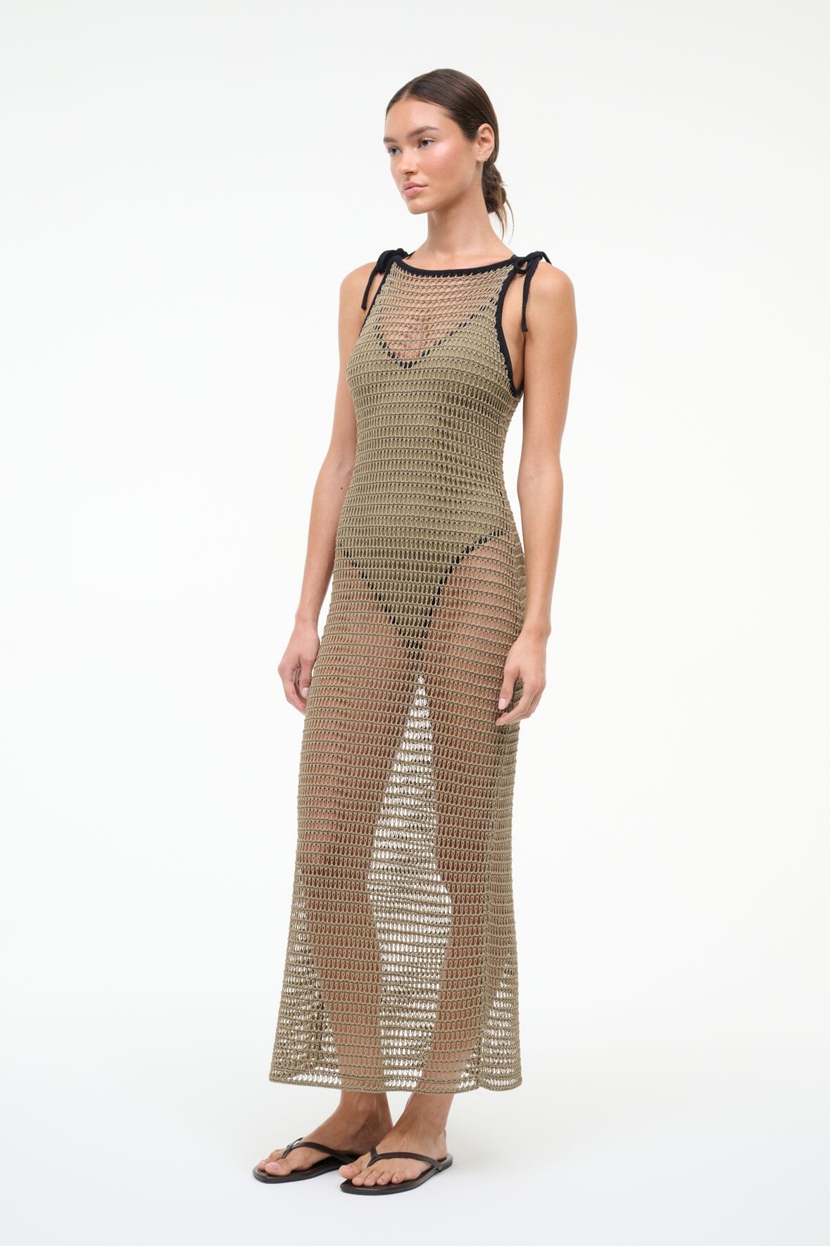 STAUD VINTA DRESS THYME BLACK