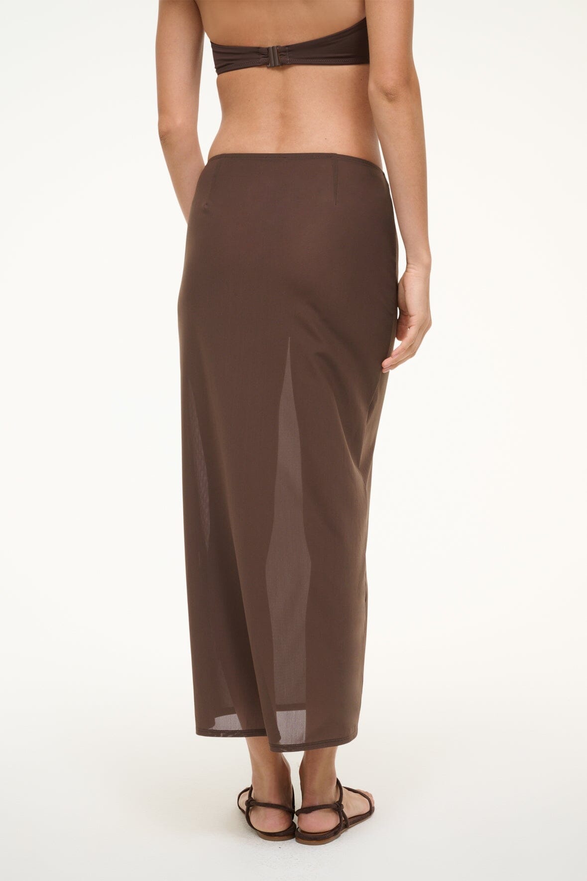 ワンピース STAUD Women Mid Skirts R25R2109VT DARK CHOCOLATE BROWN MILENA SKIRT DARK CHOCOLATE
