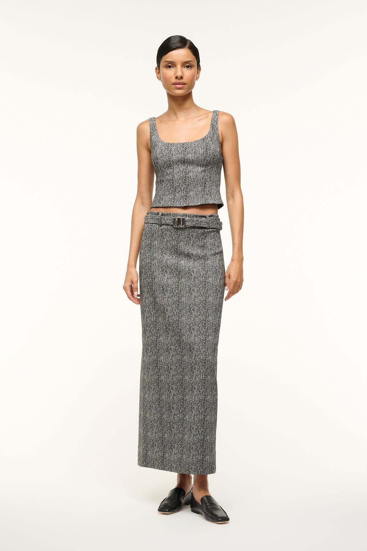 Image MURRAY SKIRT | TEXTURED HERRINGBONE 1 of 5 and Clicking this image will trigger a zoom pop-up