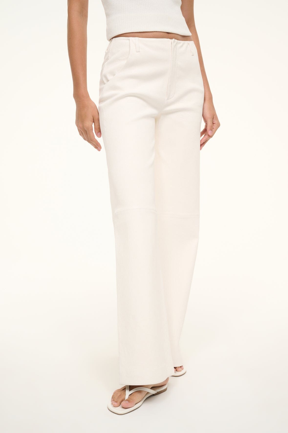 Image ALINE LEATHER PANTS | IVORY 2 of 7 and Clicking this image will trigger a zoom pop-up