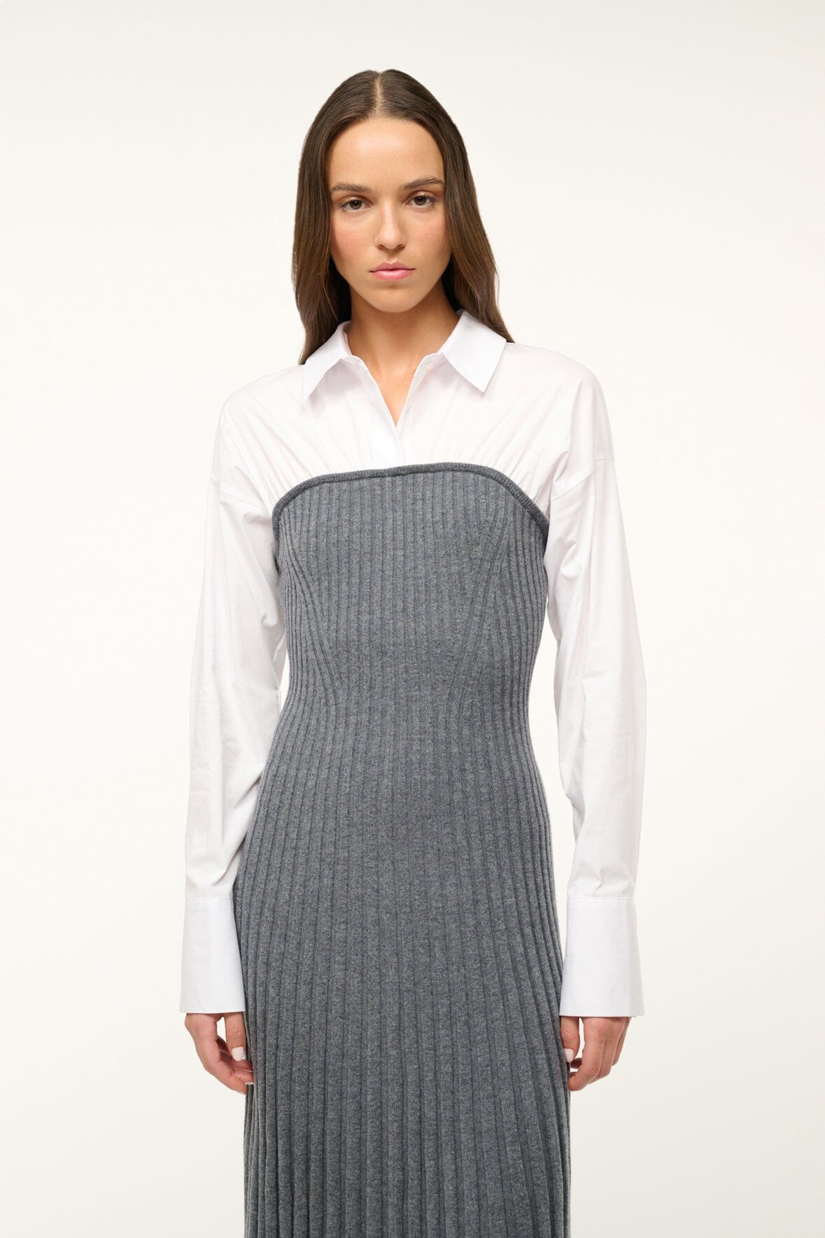 Image O'KEEFE DRESS | CHARCOAL WHITE 2 of 5 and Clicking this image will trigger a zoom pop-up