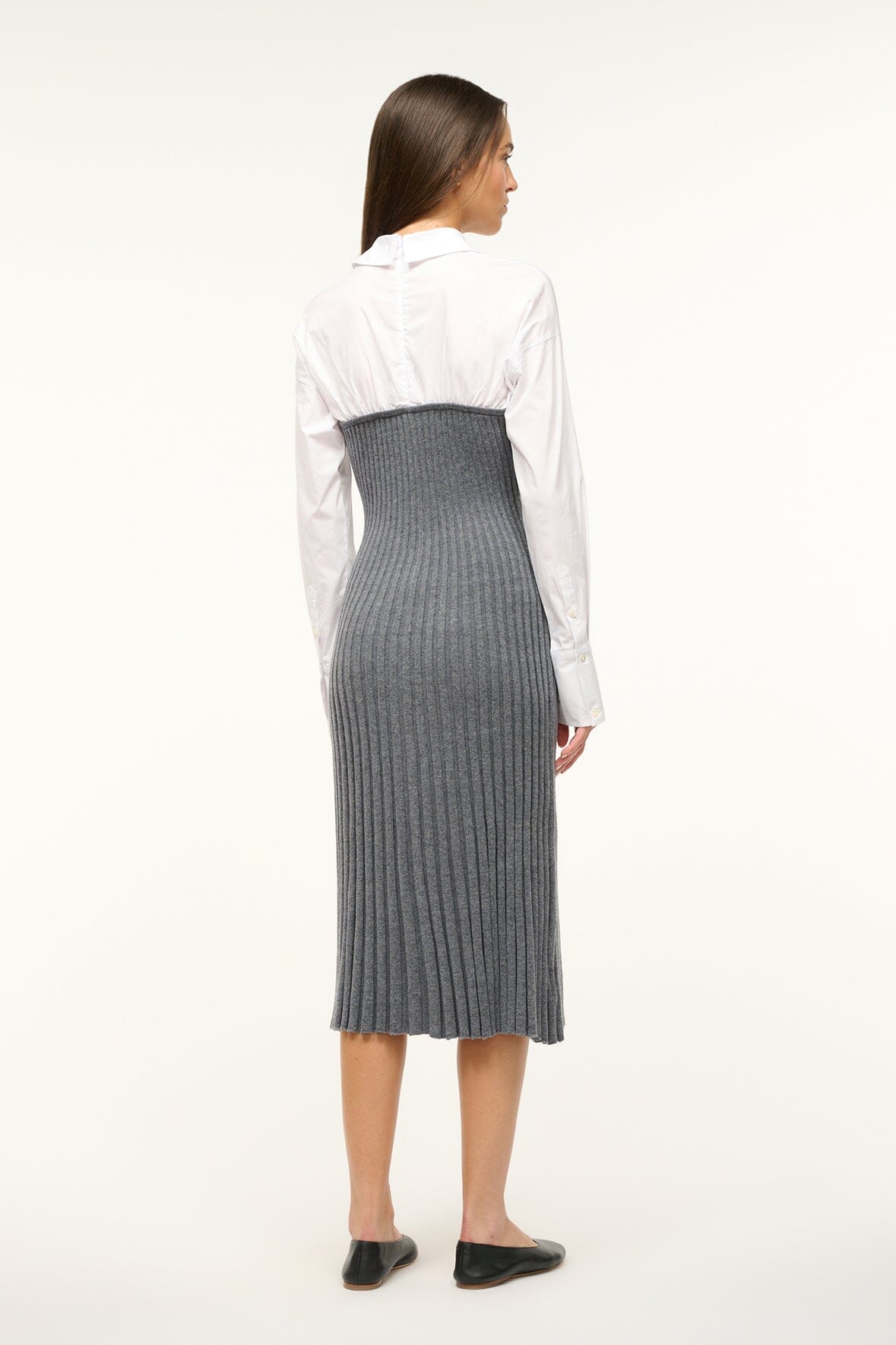 Image O'KEEFE DRESS | CHARCOAL WHITE 4 of 5 and Clicking this image will trigger a zoom pop-up