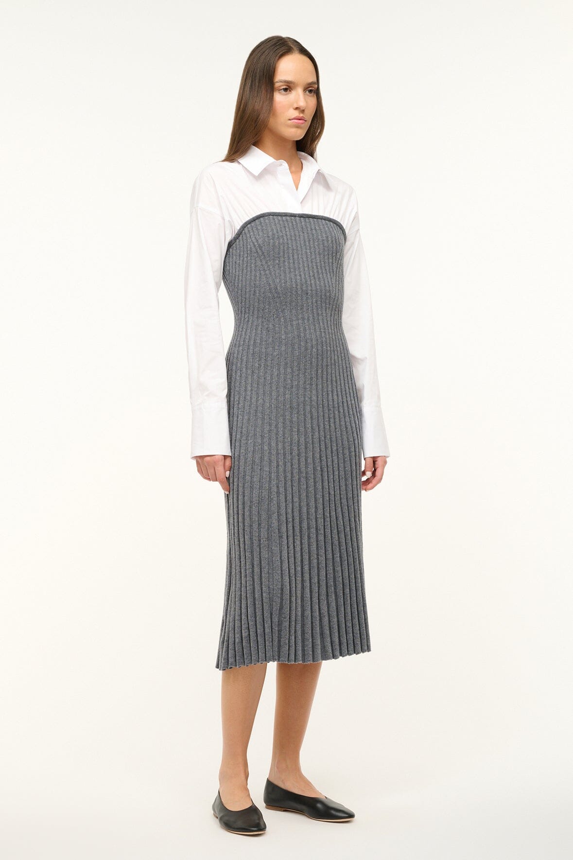 Image O'KEEFE DRESS | CHARCOAL WHITE 3 of 5 and Clicking this image will trigger a zoom pop-up