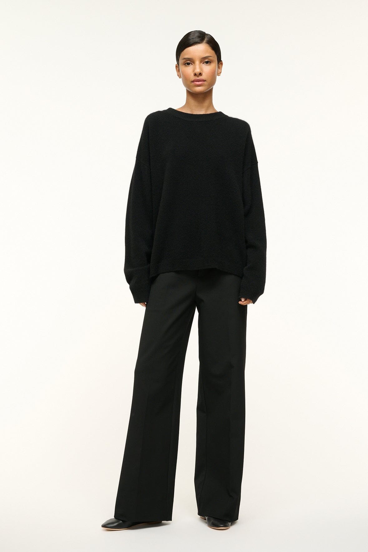 Image SERRANO CASHMERE RELAXED CREW | BLACK 2 of 6 and Clicking this image will trigger a zoom pop-up