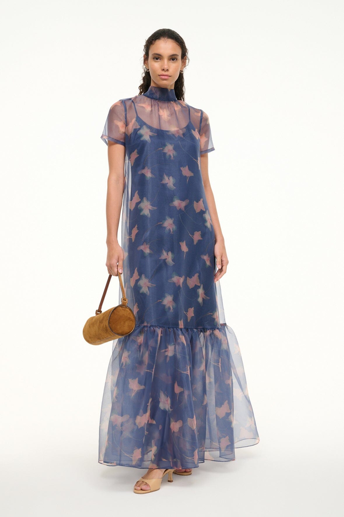 Image CALLUNA DRESS | BOTANICAL NAVY 1 of 6 and Clicking this image will trigger a zoom pop-up