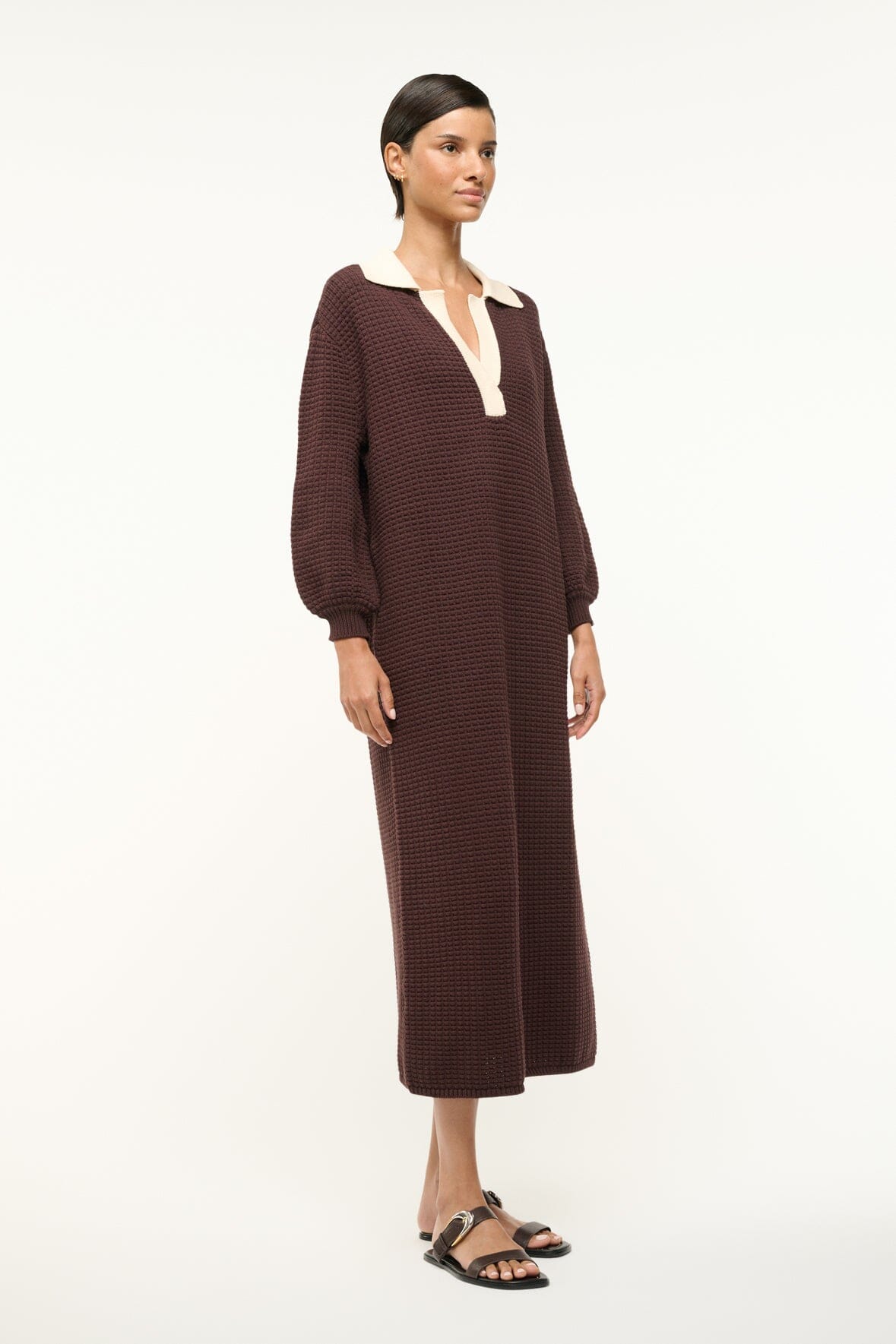 Image ALTEA DRESS | DARK CHOCOLATE IVORY 2 of 6 and Clicking this image will trigger a zoom pop-up