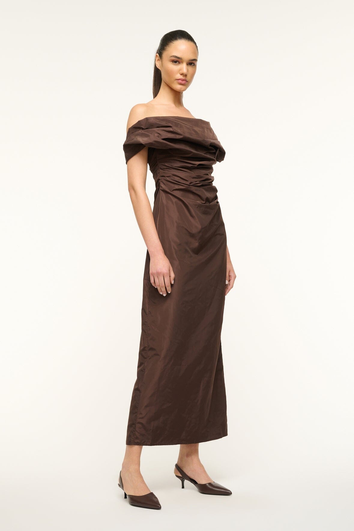 ANDRESD【公式完売】drape velour dressブラックS Vince - Black Short Sleeve Side Drape Midi Dress