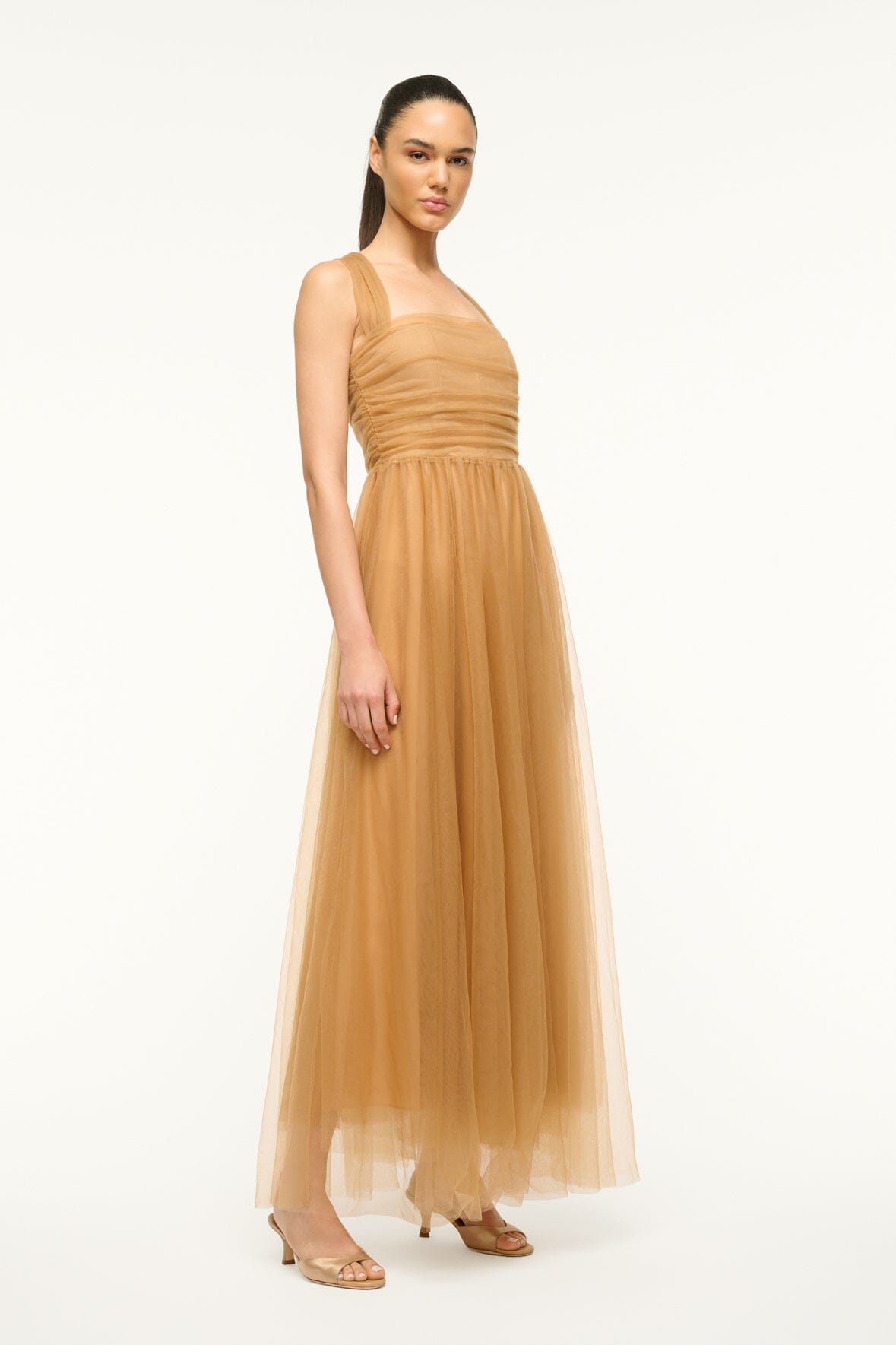 Image ANTONIA DRESS | CAMEL 3 of 5 and Clicking this image will trigger a zoom pop-up