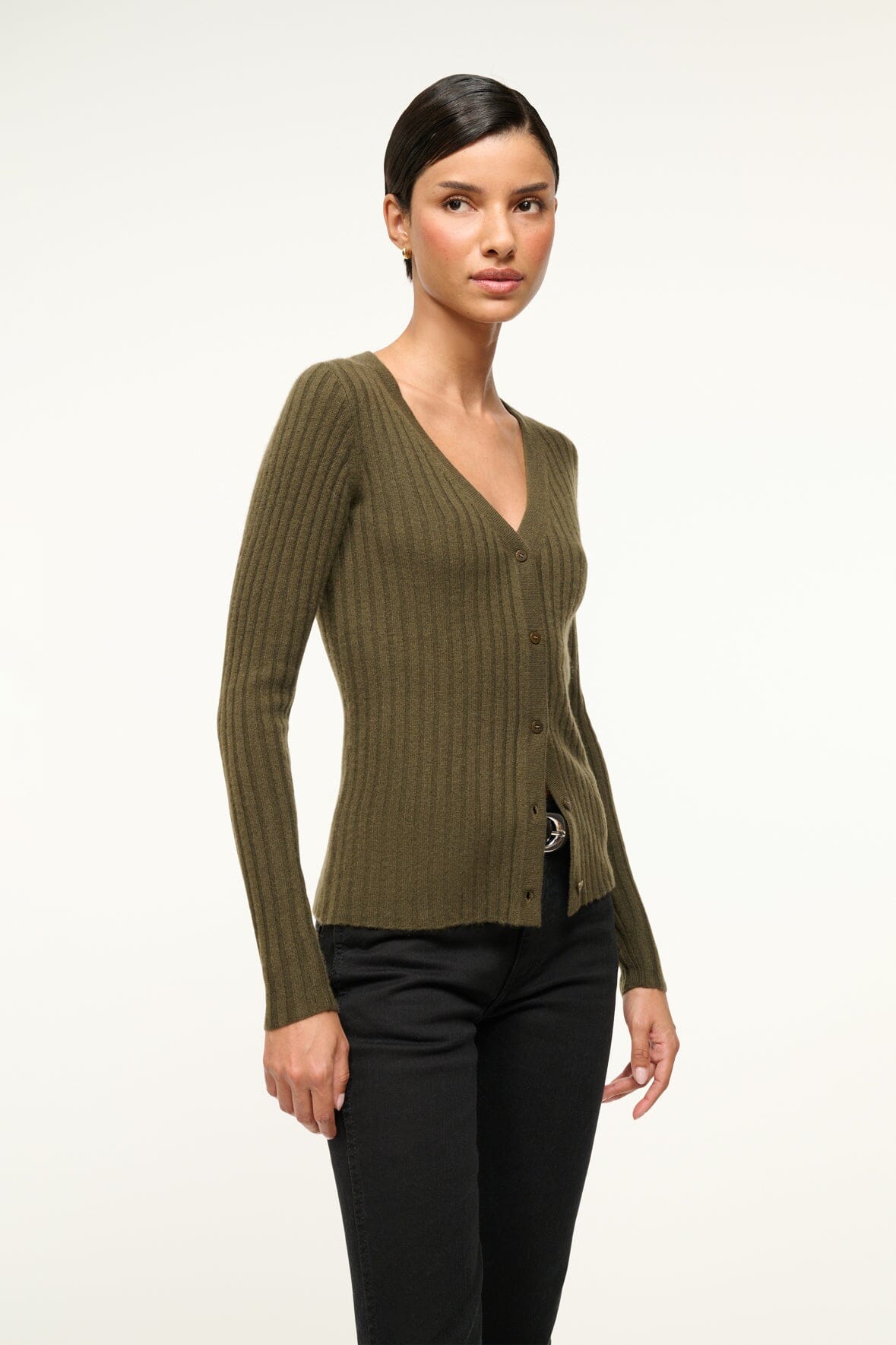 Image CARGO CASHMERE SWEATER | DARK OLIVE 3 of 6 and Clicking this image will trigger a zoom pop-up