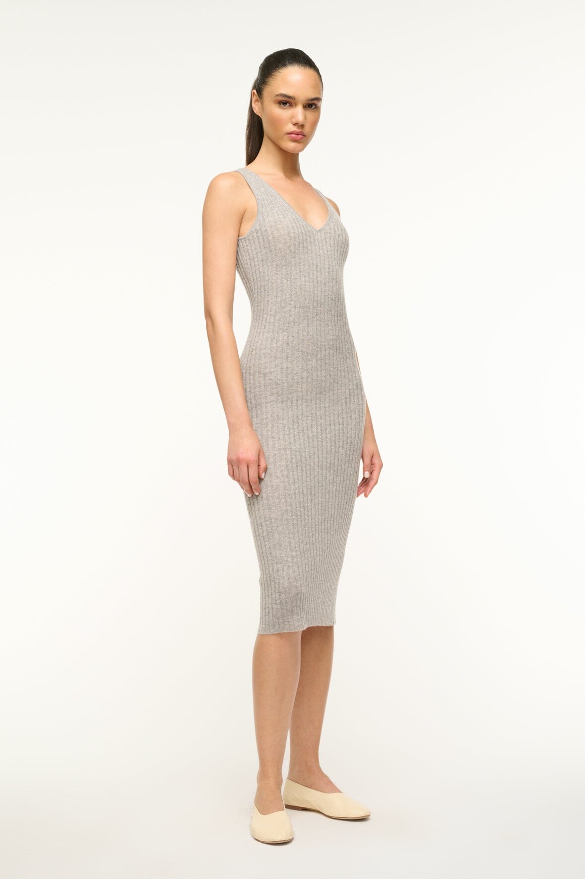 Image DANA CASHMERE DRESS | HEATHER GREY 2 of 5 and Clicking this image will trigger a zoom pop-up