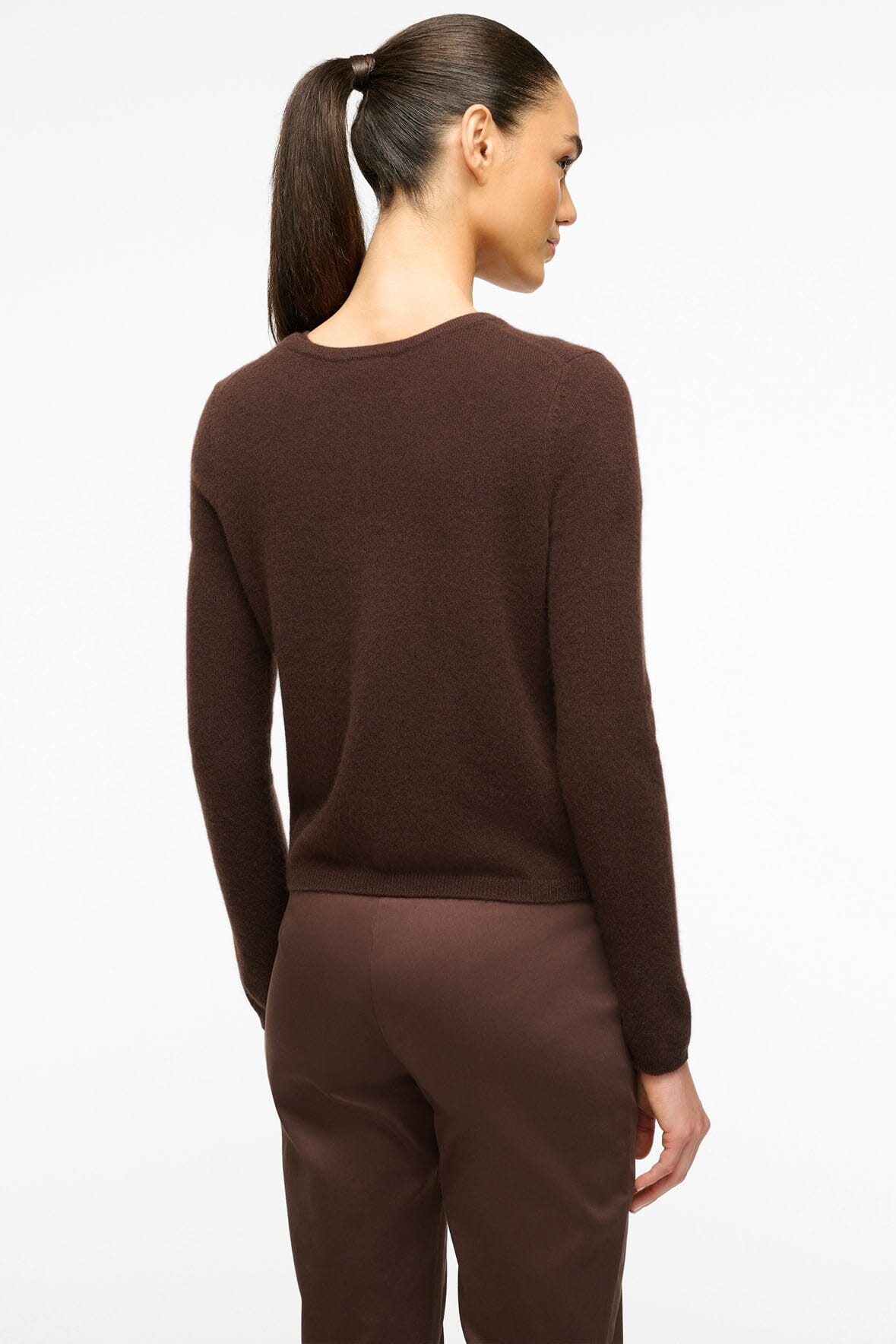 Image MIDNIGHT CASHMERE CARDIGAN | DARK CHOCOLATE 4 of 5 and Clicking this image will trigger a zoom pop-up