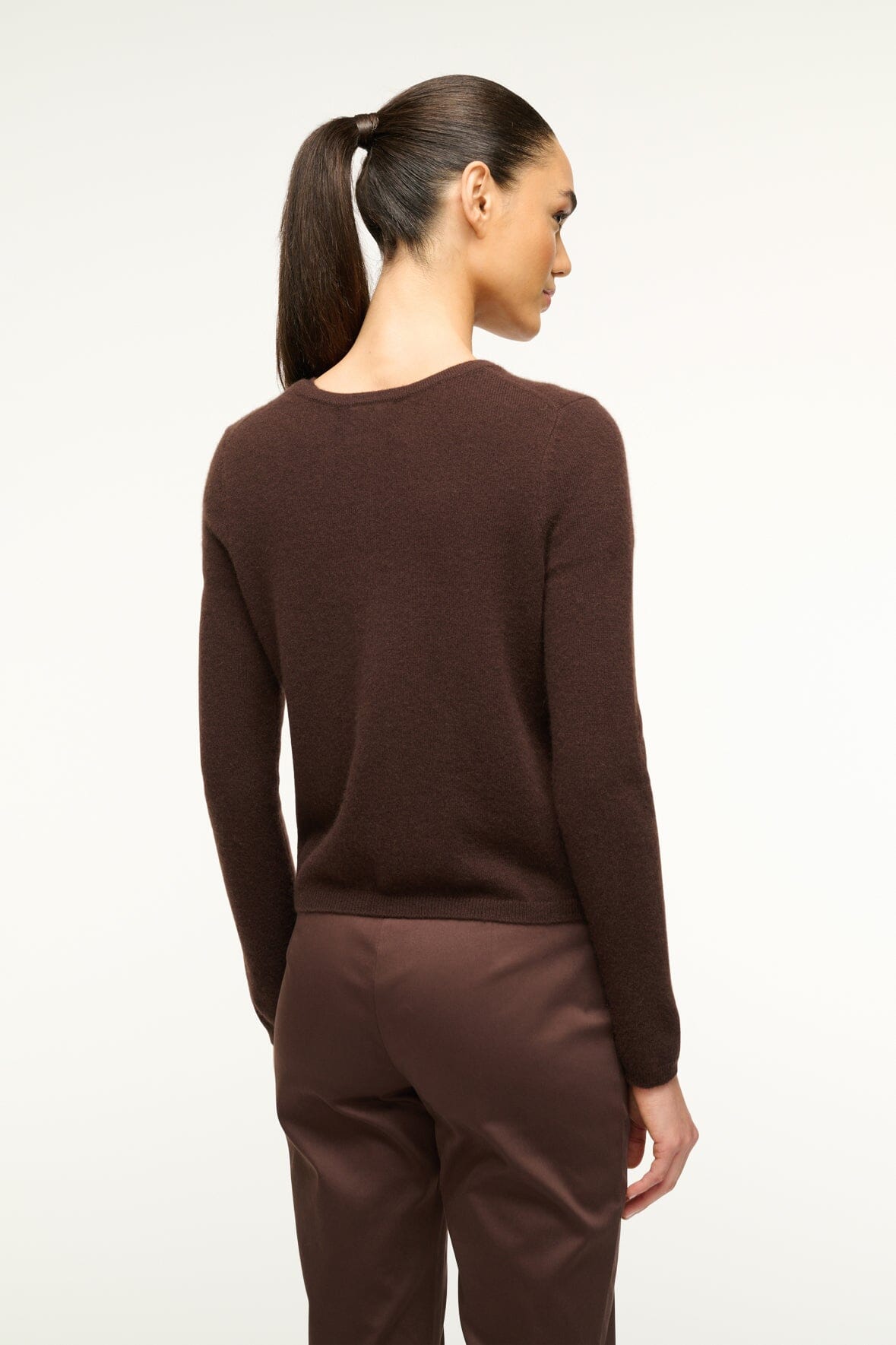 Image MIDNIGHT CASHMERE CARDIGAN | DARK CHOCOLATE 4 of 5 and Clicking this image will trigger a zoom pop-up