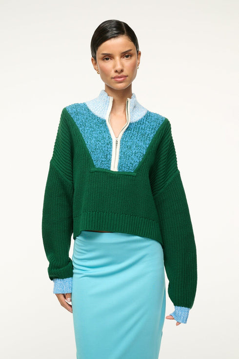 Go to CROPPED HAMPTON SWEATER JUNGLE SKY IVORY view 1