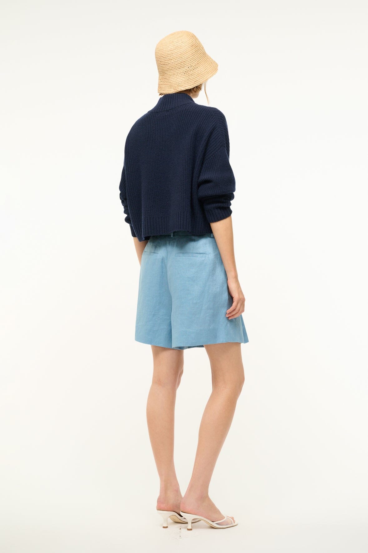 Image CASHMERE CROPPED HAMPTON SWEATER | NAVY 3 of 4 and Clicking this image will trigger a zoom pop-up