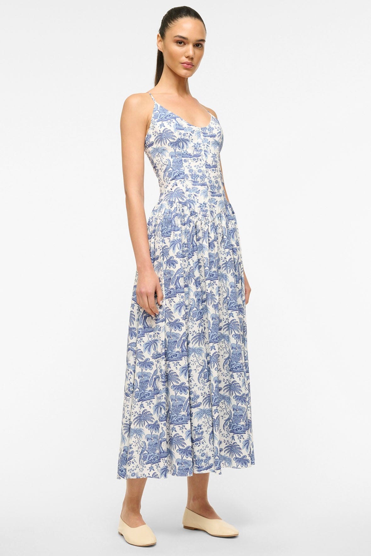 Image DENA DRESS | BLUE TOILE 2 of 5 and Clicking this image will trigger a zoom pop-up