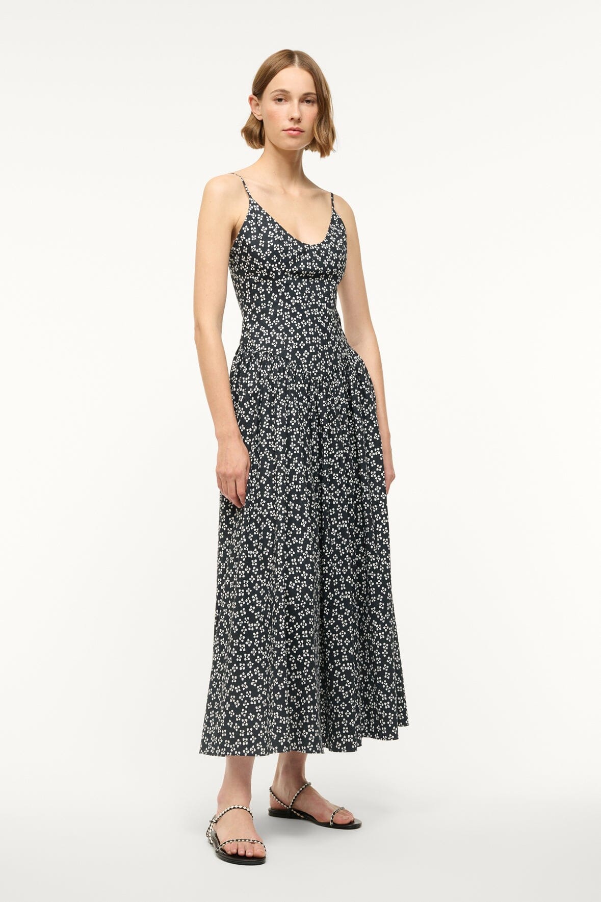 Image DENA DRESS | BLACK WOODBLOCK FLORAL 3 of 6 and Clicking this image will trigger a zoom pop-up