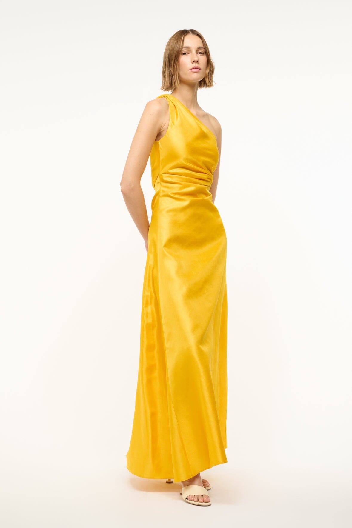 Image ESTE SILK DRESS | SUNSET GOLD 2 of 6 and Clicking this image will trigger a zoom pop-up