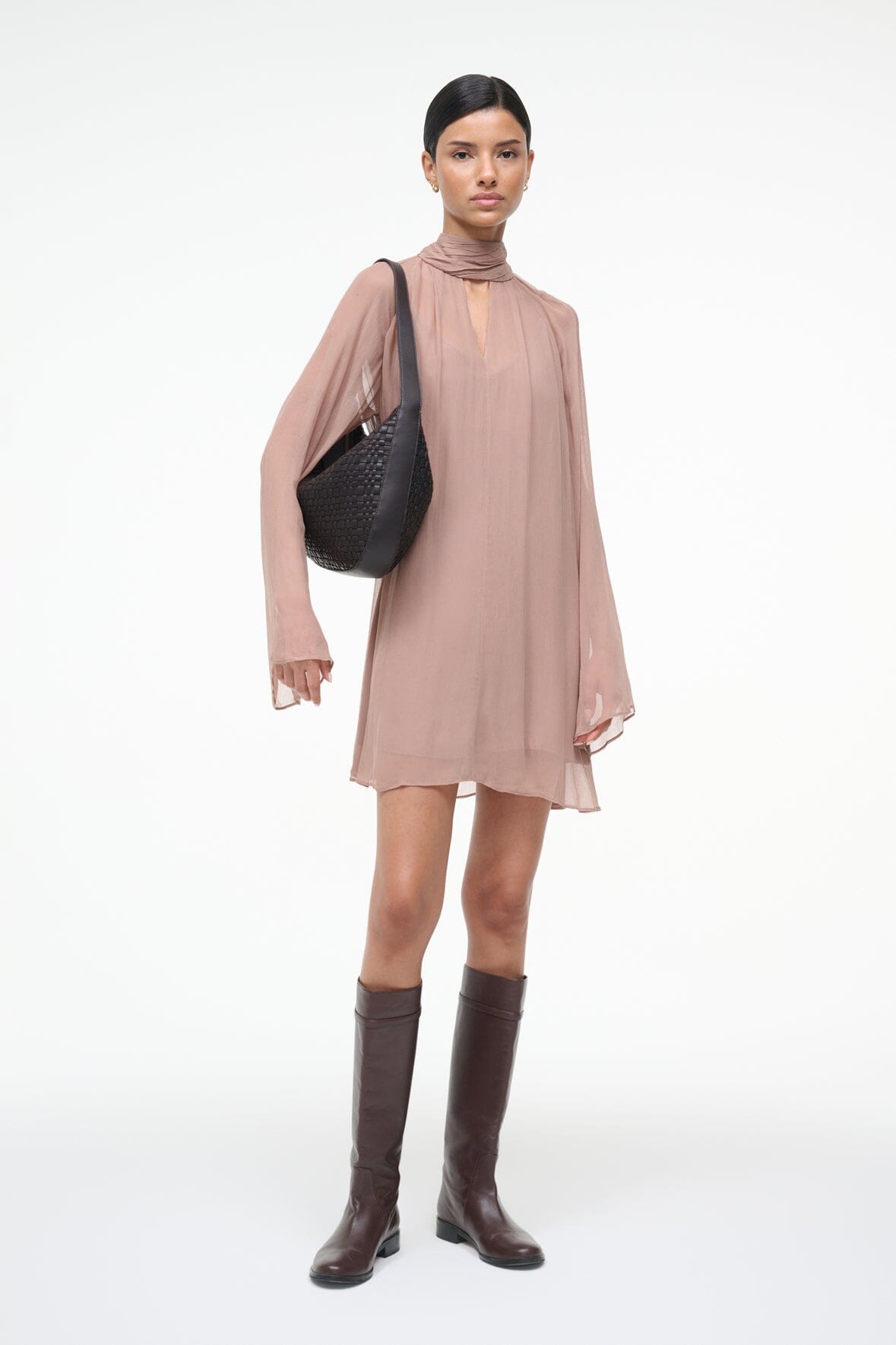staud brown mini dress STAUD, Mini Wells Dress in Earth, Size 16