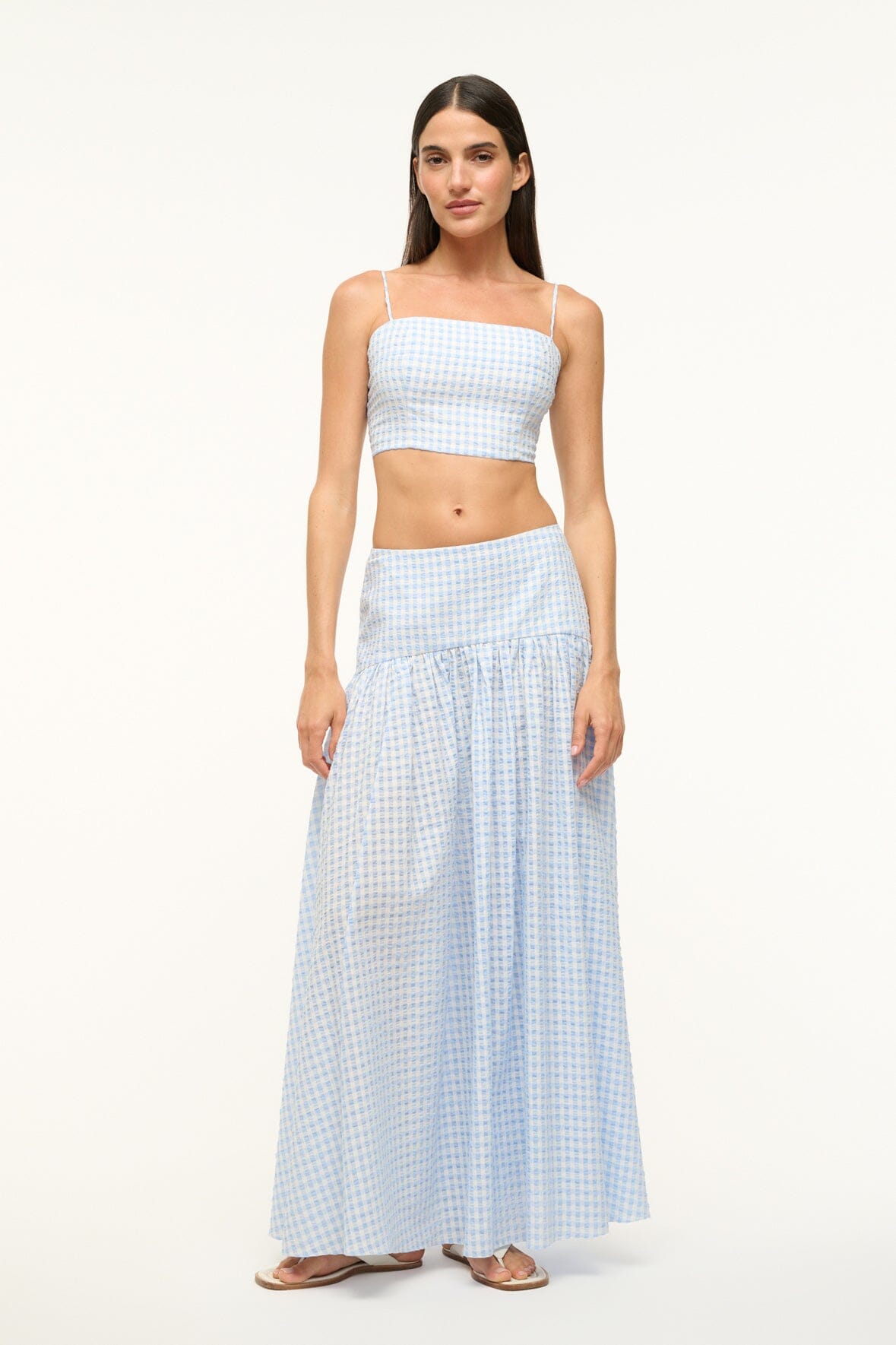 Image PROCIDA COVERUP SKIRT | SKY GINGHAM 1 of 4 and Clicking this image will trigger a zoom pop-up