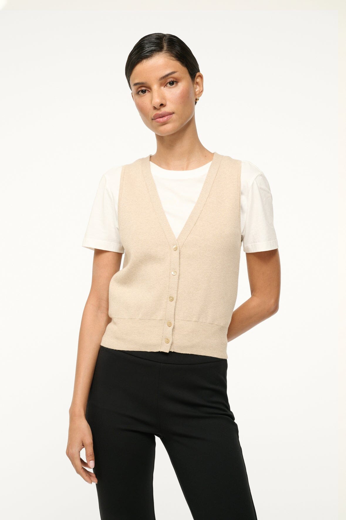 Image FICUS SWEATER VEST | STONE 2 of 5 and Clicking this image will trigger a zoom pop-up