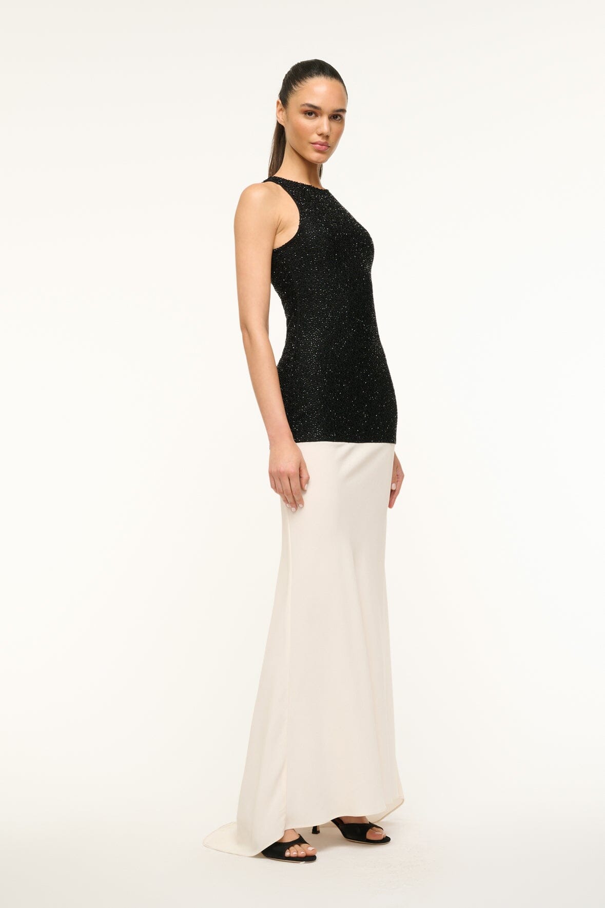 Image GABRIELLE DRESS | BLACK IVORY 3 of 5 and Clicking this image will trigger a zoom pop-up