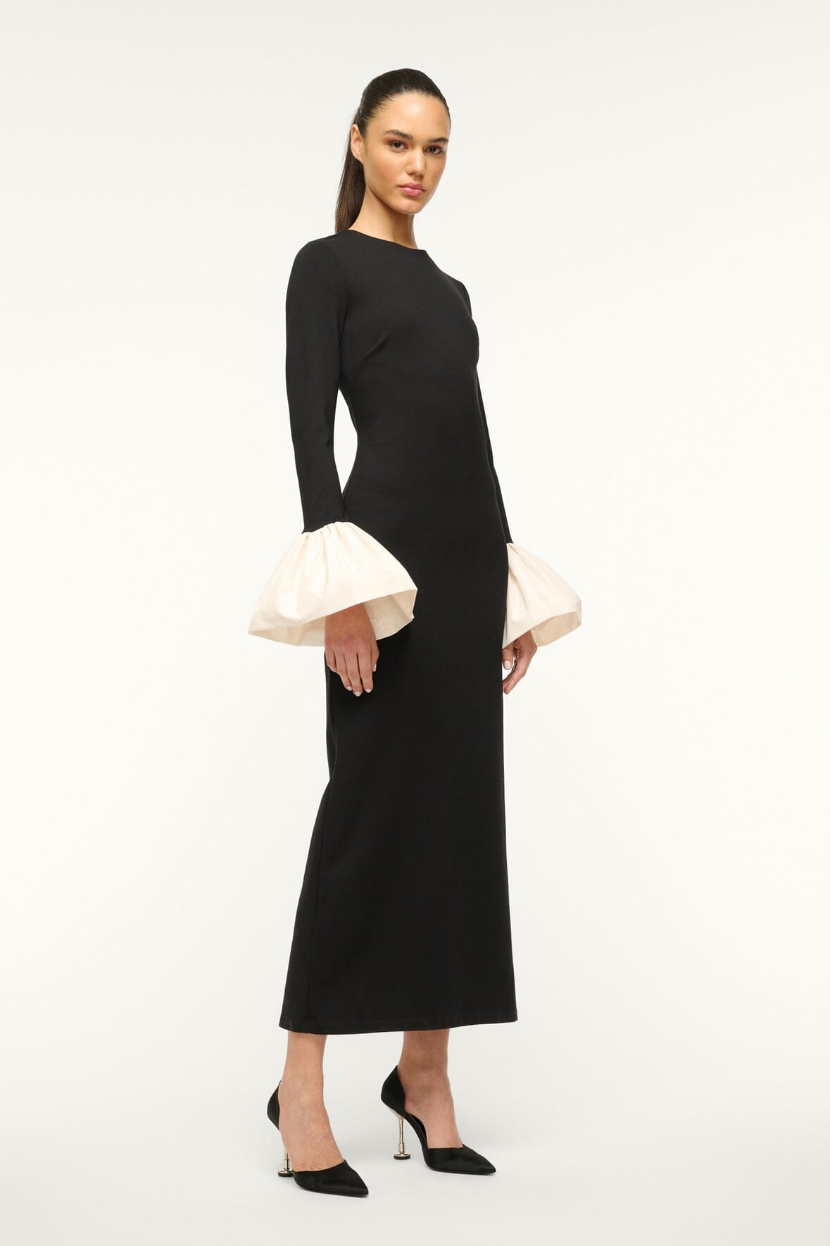 Image HAWTHORNE MAXI DRESS | BLACK IVORY 2 of 5 and Clicking this image will trigger a zoom pop-up