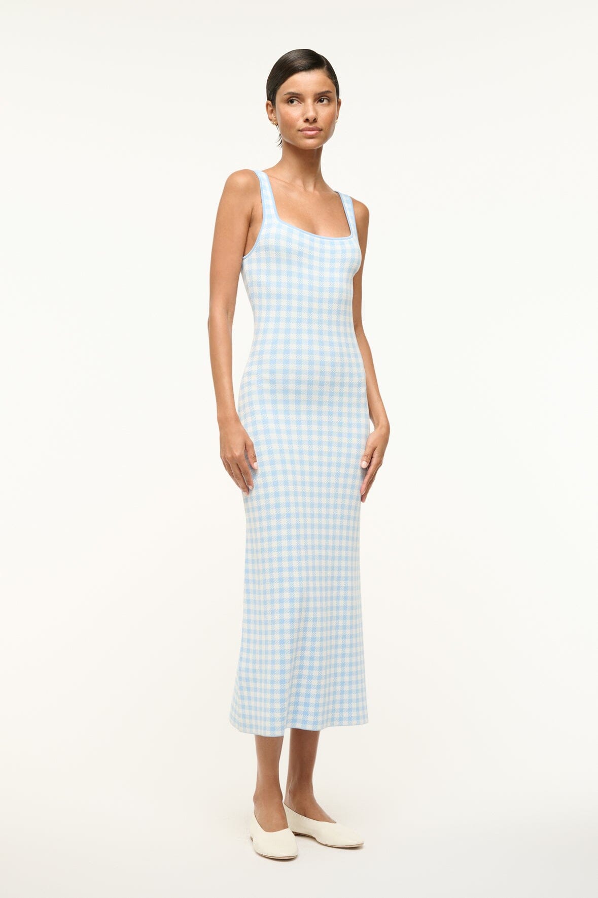 Image KATIE DRESS | SKY GINGHAM 2 of 5 and Clicking this image will trigger a zoom pop-up