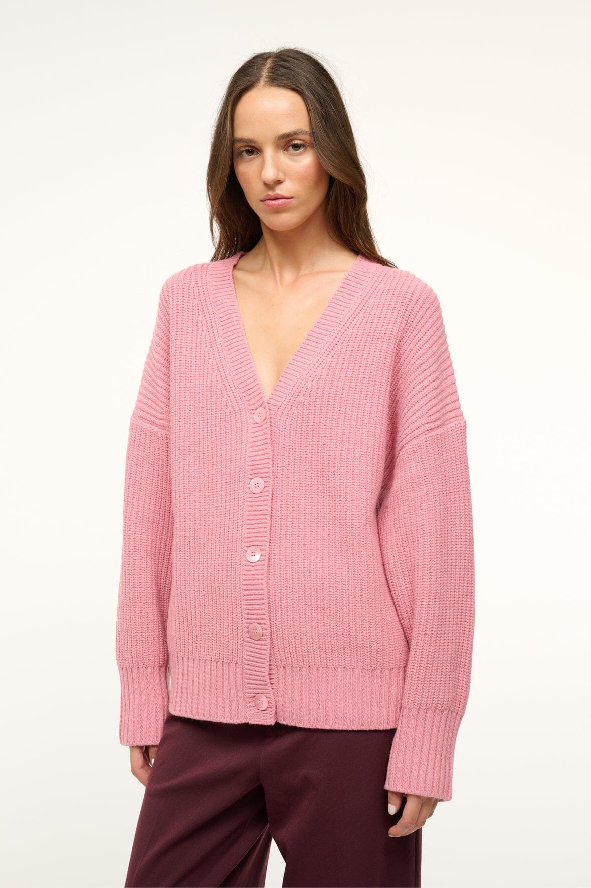 Image MATILDA CARDIGAN | DAMASK PINK 1 of 4 and Clicking this image will trigger a zoom pop-up