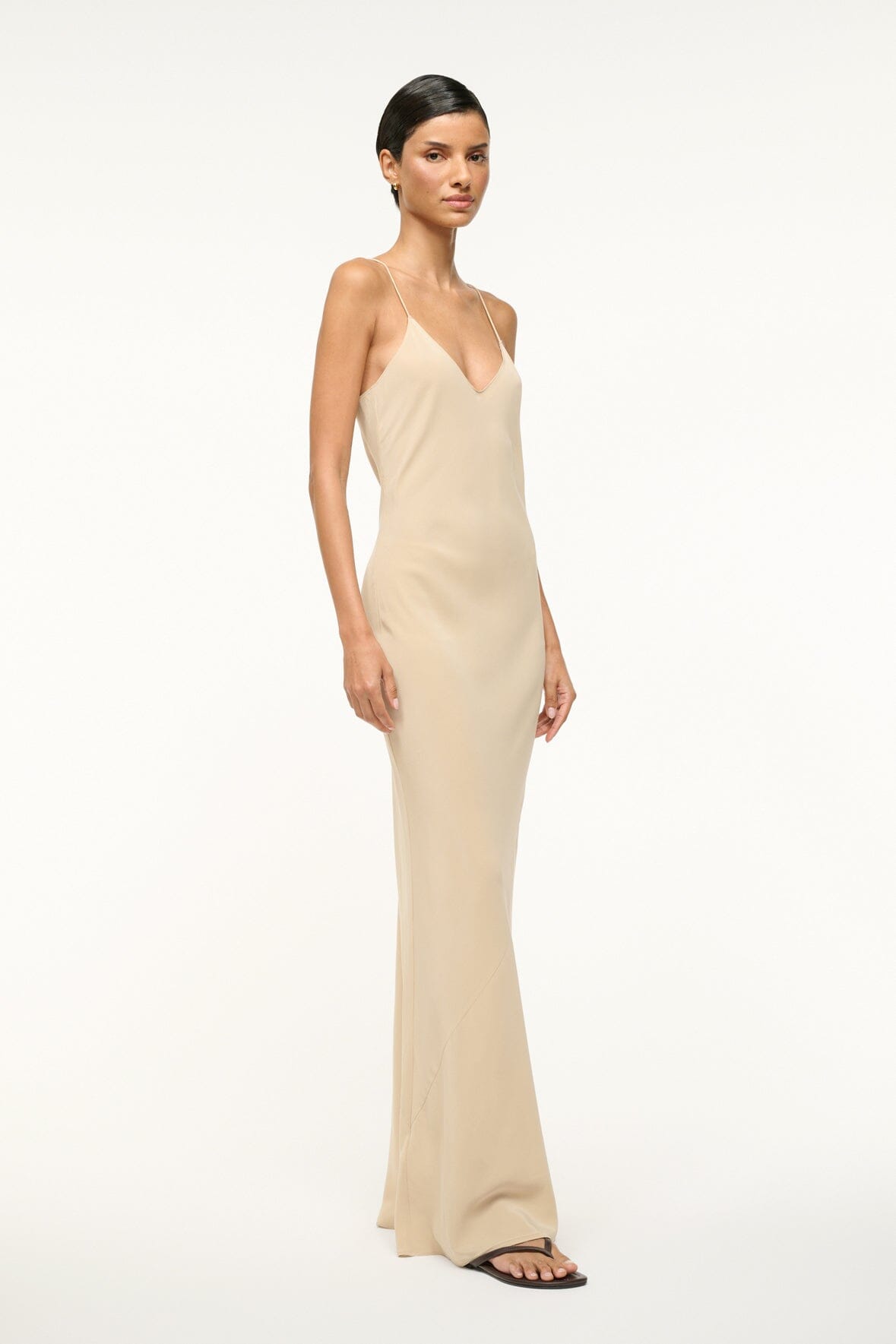 Image MILNER SILK SLIP DRESS | STONE 2 of 5 and Clicking this image will trigger a zoom pop-up