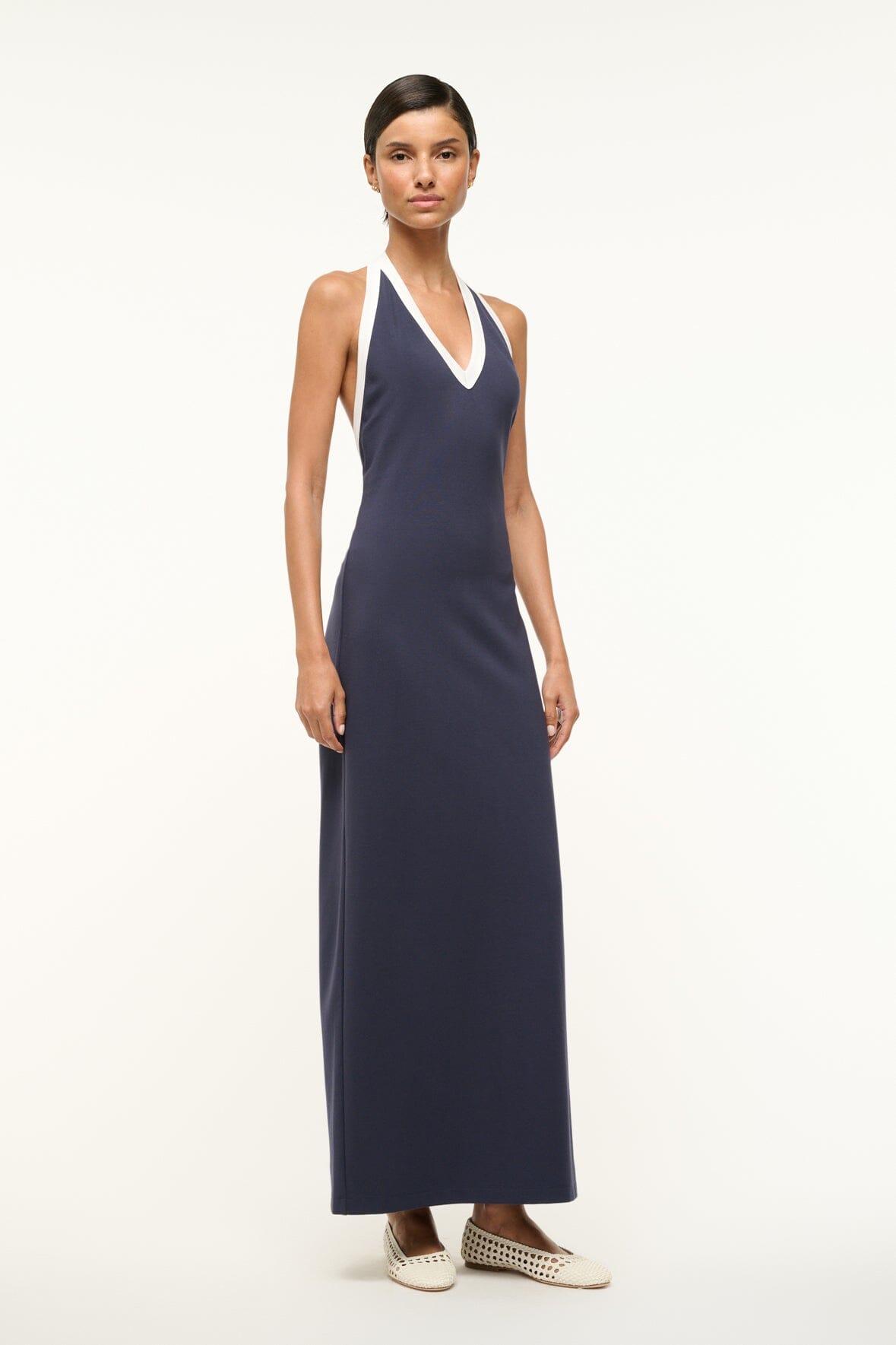 Image NAOMI DRESS | NAVY WHITE 3 of 4 and Clicking this image will trigger a zoom pop-up