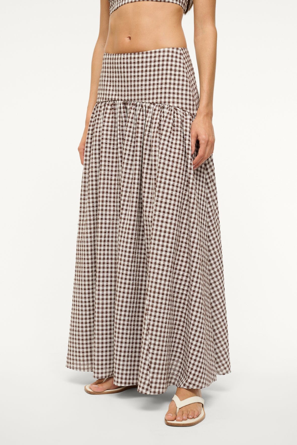 Image PROCIDA COVERUP SKIRT | DARK CHOCOLATE GINGHAM 2 of 4 and Clicking this image will trigger a zoom pop-up