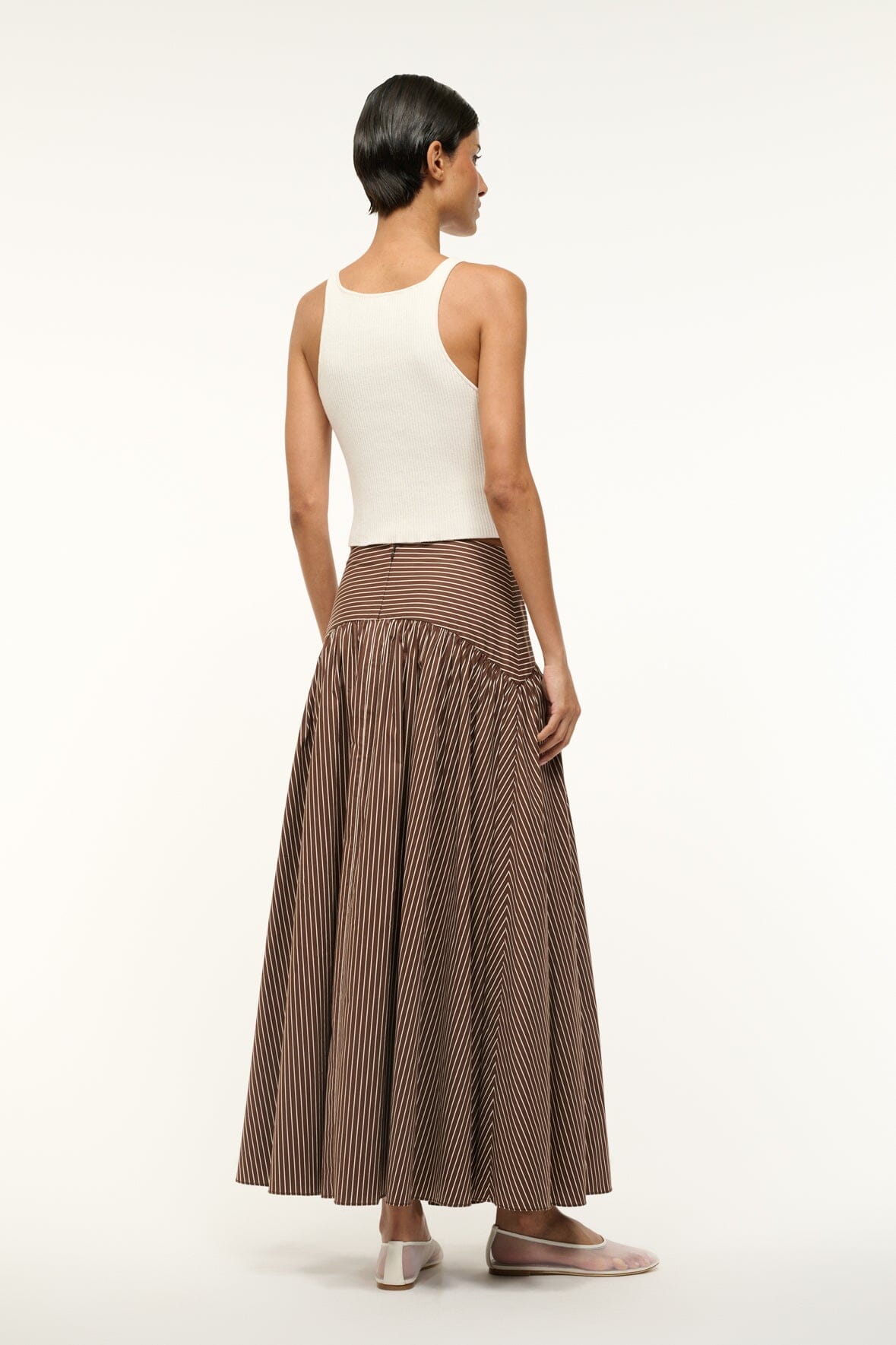 Image PROCIDA SKIRT | DARK OAK MICRO STRIPE 4 of 5 and Clicking this image will trigger a zoom pop-up