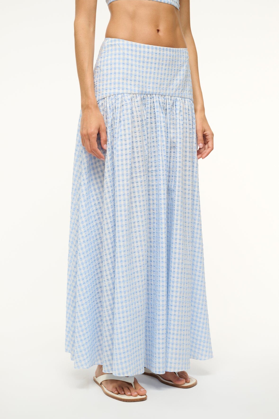 Image PROCIDA COVERUP SKIRT | SKY GINGHAM 2 of 4 and Clicking this image will trigger a zoom pop-up