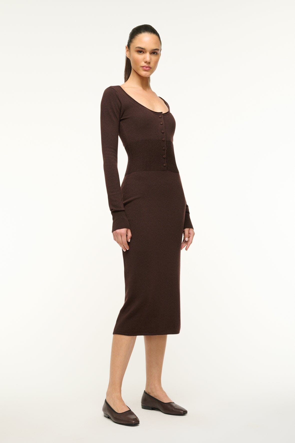 Image SABRINA DRESS | DARK CHOCOLATE 3 of 6 and Clicking this image will trigger a zoom pop-up