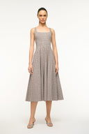 Image WELLS DRESS | DARK CHOCOLATE MICRO CHECK 1 of 5