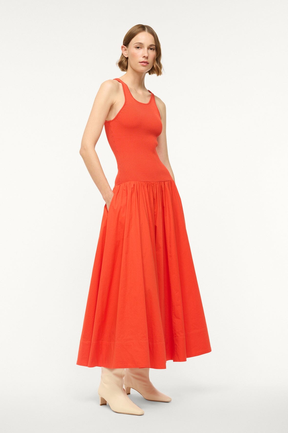 【関税込み】Staud ブラウン Yamila マキシワンピース YAMILA DRESS CAYENNE