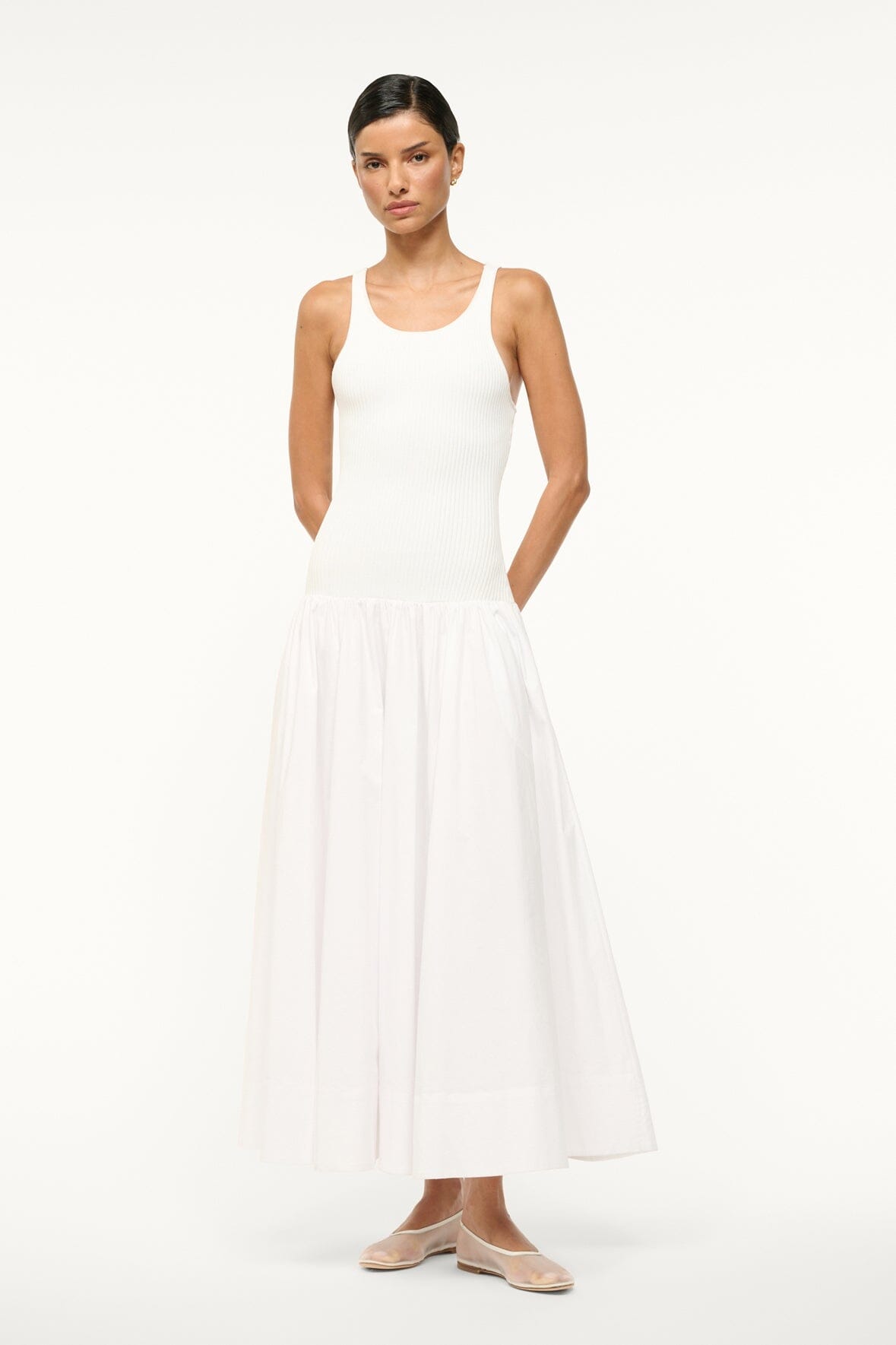 Image YAMILA DRESS | WHITE 1 of 6 and Clicking this image will trigger a zoom pop-up