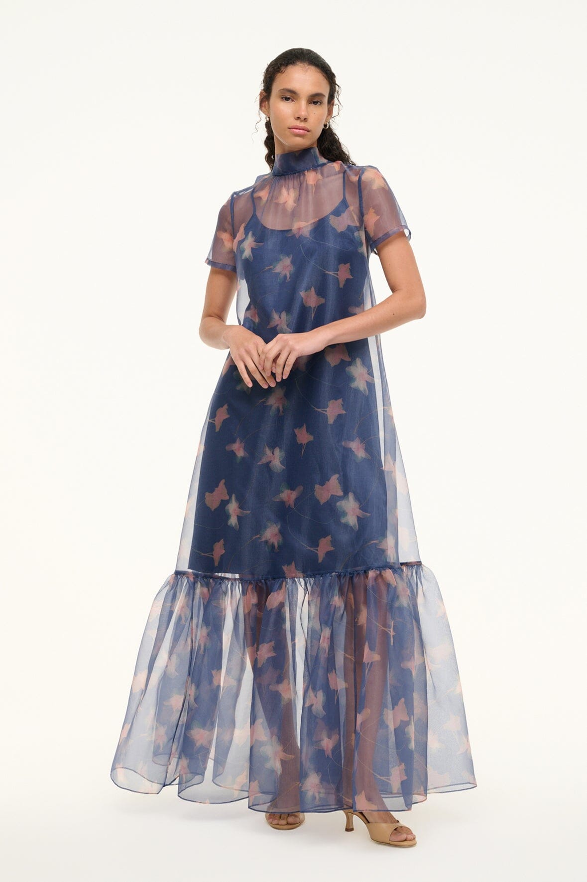 Image CALLUNA DRESS | BOTANICAL NAVY 3 of 6 and Clicking this image will trigger a zoom pop-up