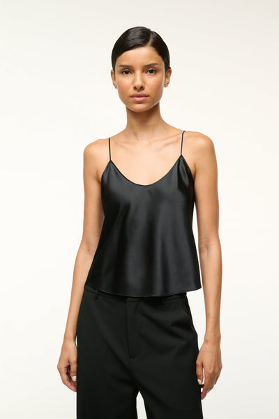 トップス CLANE DRAPE SATIN CAMISOLE TOPS - BLACK DRAPE SATIN CAMISOLE TOPS – TIME AFTER TIME