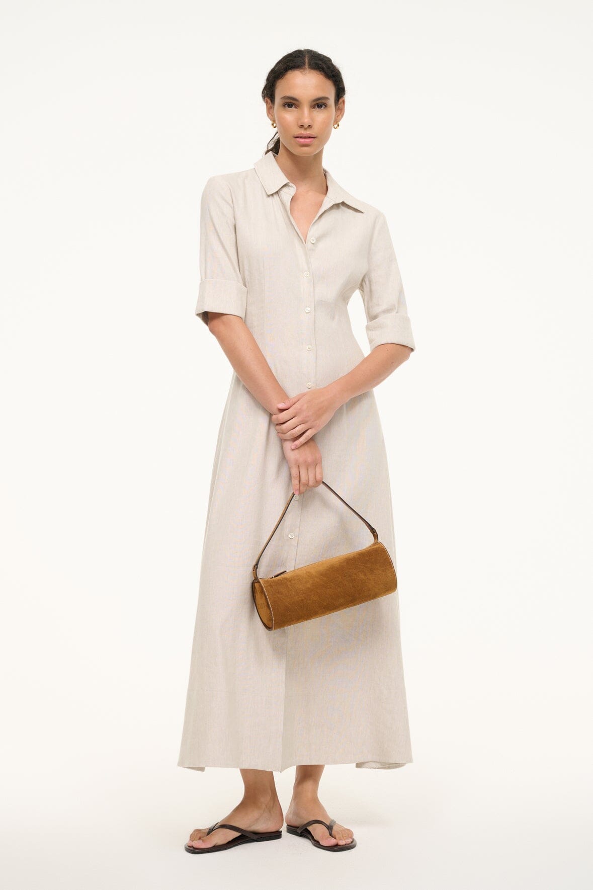 Image JOAN LINEN DRESS | NATURAL 3 of 7 and Clicking this image will trigger a zoom pop-up