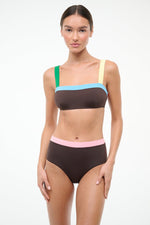 DEVON HIGH RISE BIKINI BOTTOM | DARK CHOCOLATE MULTI