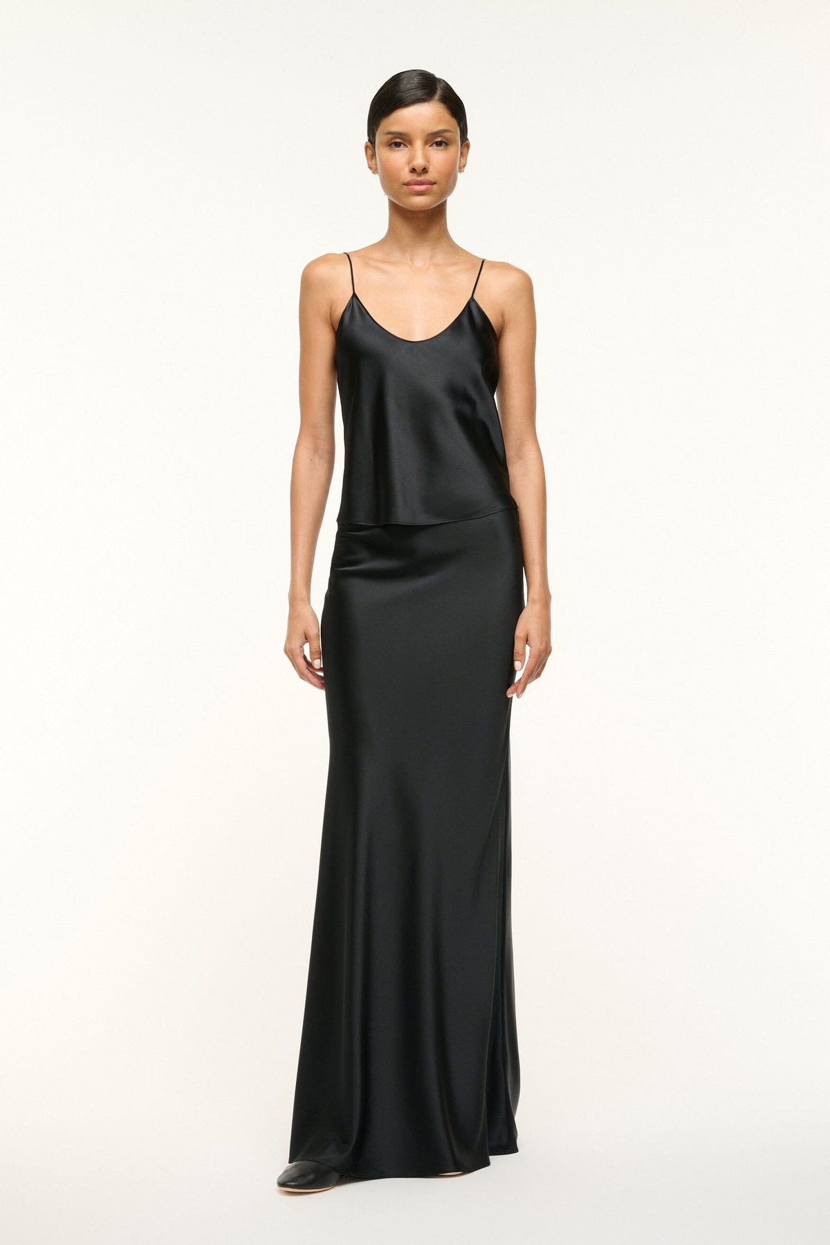 Black Skirt Silk Satin Maxi Skirt Black Satin Satin Maxi Skirt 90