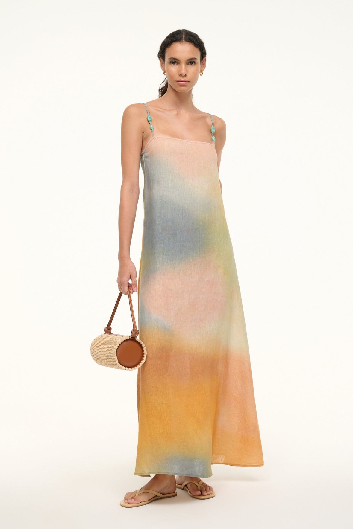 Image LAURA LINEN DRESS | PASTEL CLOUDS 1 of 6 and Clicking this image will trigger a zoom pop-up