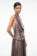 ELIRA SILK DRESS | MINK POOL